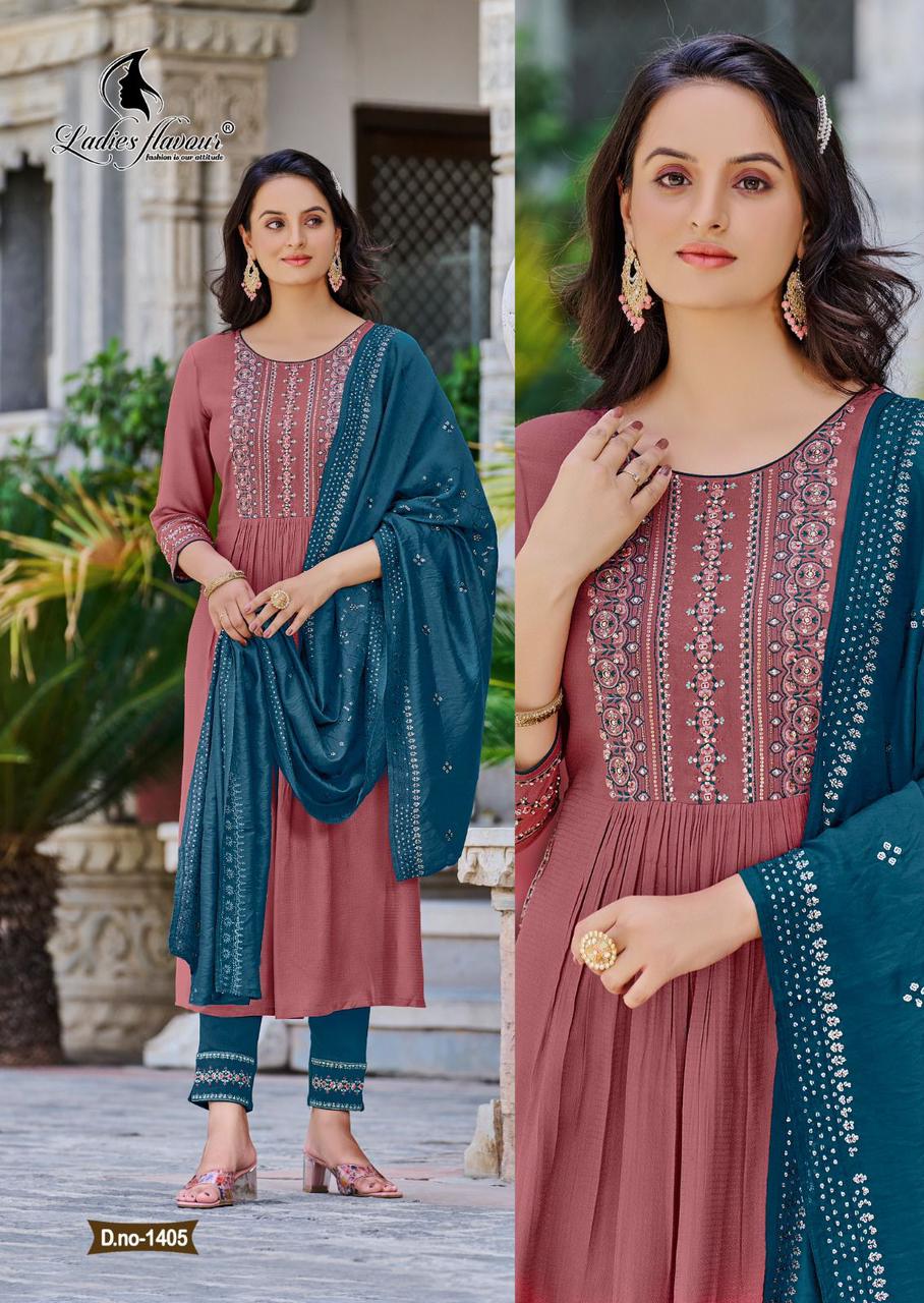 Ladies Flavour Copper Stone 14 Kurti With Bottom Dupatta Catalog
